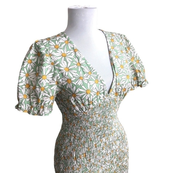 ZARA Smocked floral Mini Dress M cottagecore coquette - Picture 10 of 13